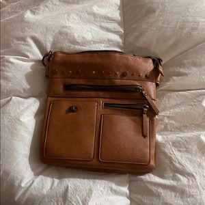 Men's Crossbody Leather Shoulder Bag - Brown